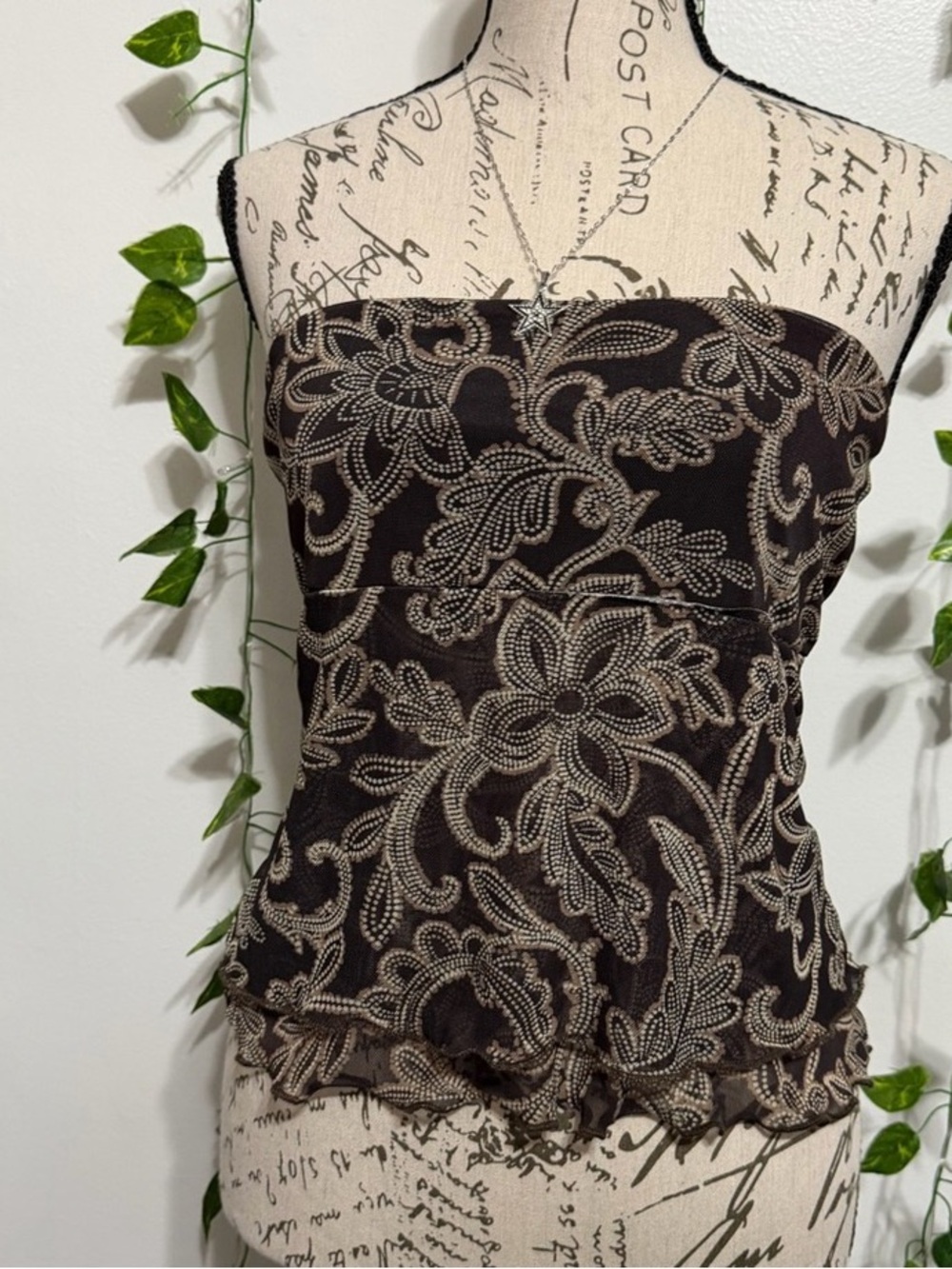 Strapless Black Lace-Overlay Tank Top